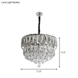 Modern Stainless Steel Crystal Led Pendant Light - Beveled Cut Round/Square Tiers