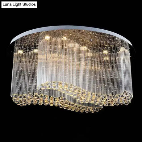Modern Stainless Steel Crystal Scroll Flush Mount Ceiling Fixture - Led Flush-Mount Light For