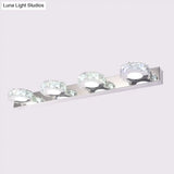 Modern Stainless Steel Crystal Vanity Sconce - 3/4 Light Beveled Design For Round/Square Bathroom