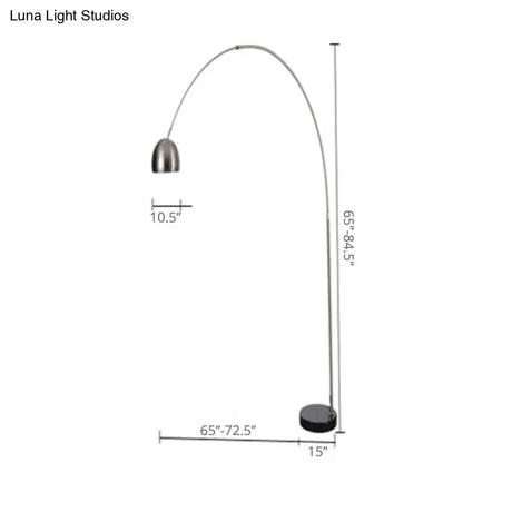 Modern Stainless Steel Dome Floor Lamp With Vent Design And Fishing Rod Arm For Industrial Living