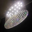 Modern Stainless Steel Flushmount With 20 Crystal Heads - Perfect For Living Room Stainless-Steel