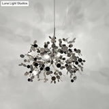 Modern Stainless Steel Leaf Pendant Light - Sequin Chandelier (3-Light) For Clothing Store