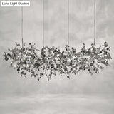 Modern Stainless Steel Leaf Pendant Light - Sequin Chandelier (3-Light) For Clothing Store