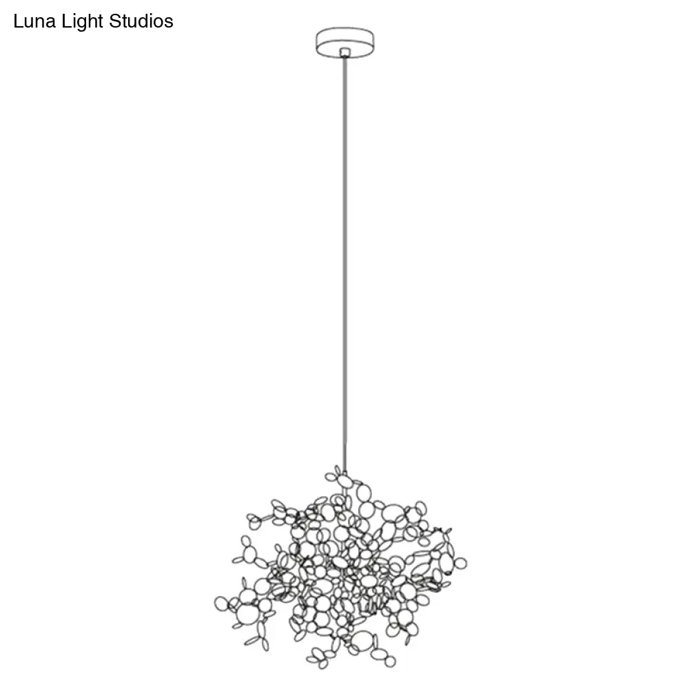Modern Stainless Steel Leaf Pendant Light - Sequin Chandelier (3-Light) For Clothing Store