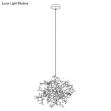 Modern Stainless Steel Leaf Pendant Light - Sequin Chandelier (3-Light) For Clothing Store
