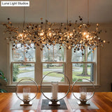 Modern Stainless Steel Leaf Pendant Light - Sequin Chandelier (3-Light) For Clothing Store