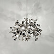 Modern Stainless Steel Leaf Pendant Light - Sequin Chandelier (3-Light) For Clothing Store Silver