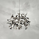 Modern Stainless Steel Leaf Pendant Light - Sequin Chandelier (3-Light) For Clothing Store Silver