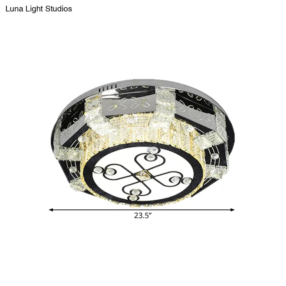 Modern Stainless - Steel Led Ceiling Light With Crystal Twisted/Oval Pattern