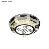 Modern Stainless - Steel Led Ceiling Light With Crystal Twisted/Oval Pattern