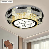 Modern Stainless - Steel Led Ceiling Light With Crystal Twisted/Oval Pattern