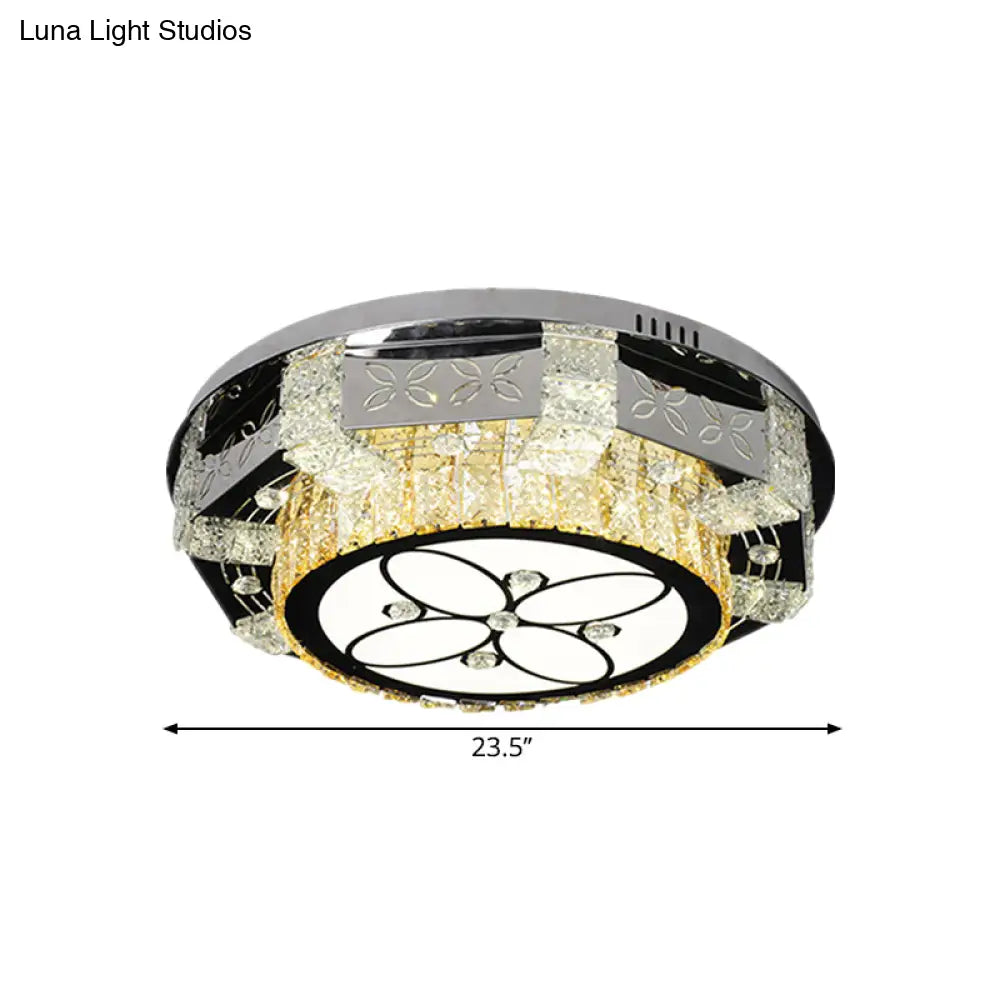 Modern Stainless - Steel Led Ceiling Light With Crystal Twisted/Oval Pattern