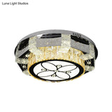 Modern Stainless - Steel Led Ceiling Light With Crystal Twisted/Oval Pattern