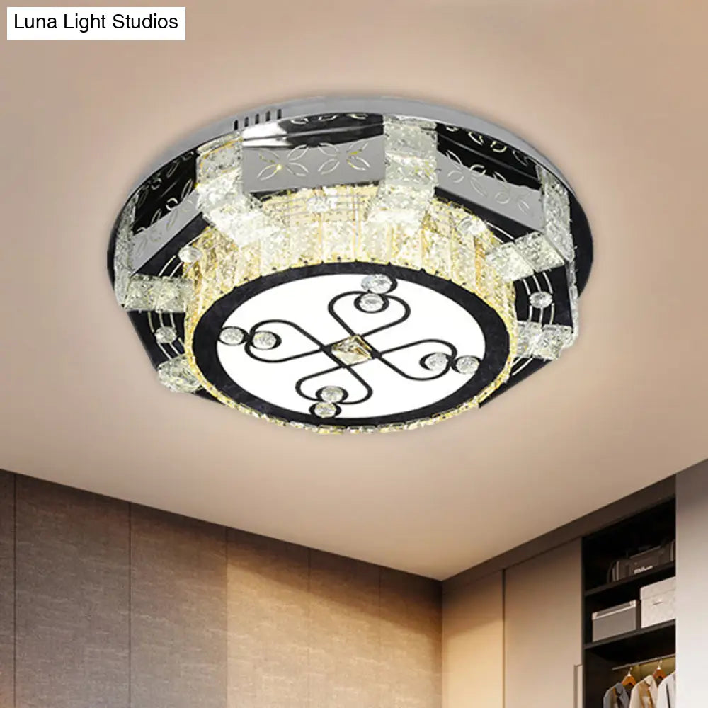 Modern Stainless - Steel Led Ceiling Light With Crystal Twisted/Oval Pattern