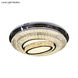 Modern Stainless - Steel Led Ceiling Mount - Clear Crystal Block Circular Flush Light For Great Room