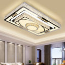 Modern Stainless Steel Led Flush Ceiling Light With Clear Crystal Layers For Living Room