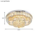 Modern Stainless Steel Led Flushmount Ceiling Light With Cut Crystal Floral Design