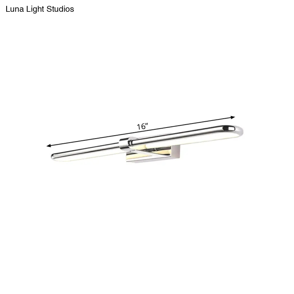 Modern Stainless Steel Led Wall Lamp With Acrylic Oval Shade - Chrome Vanity Lighting Fixture