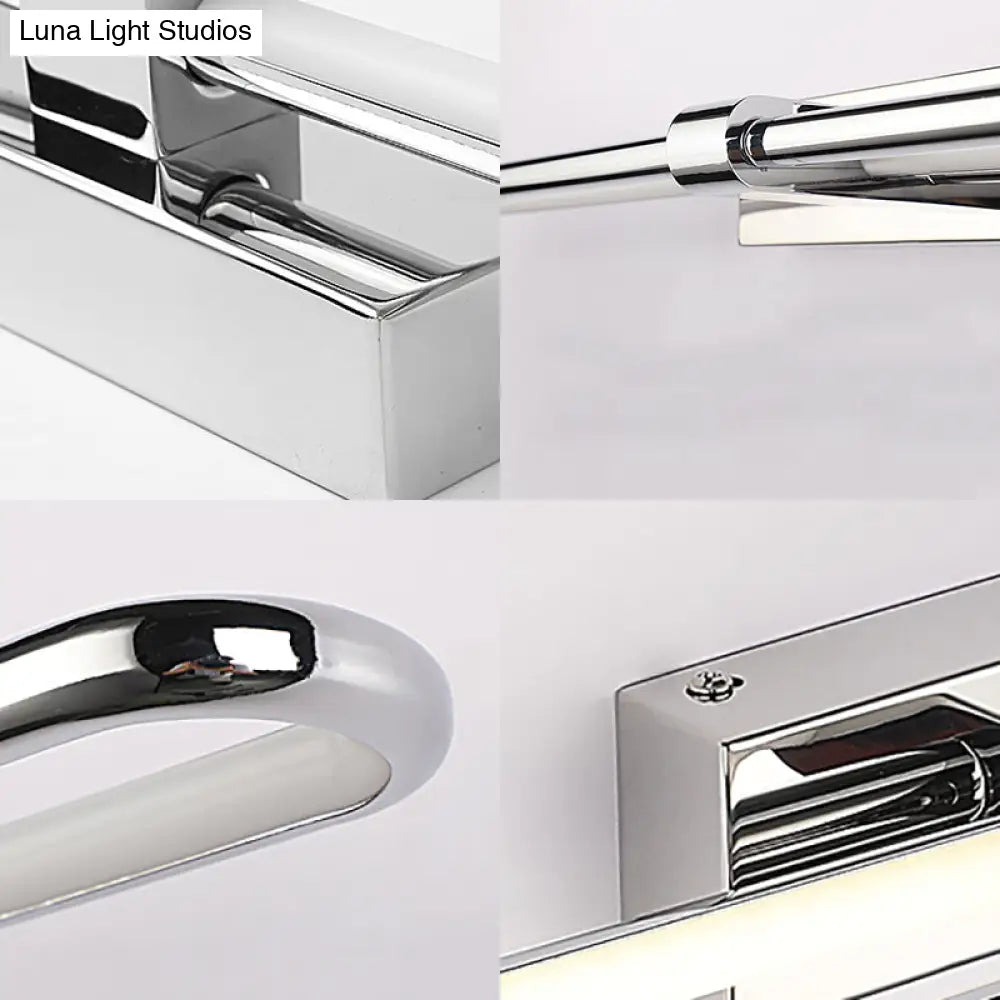 Modern Stainless Steel Led Wall Lamp With Acrylic Oval Shade - Chrome Vanity Lighting Fixture