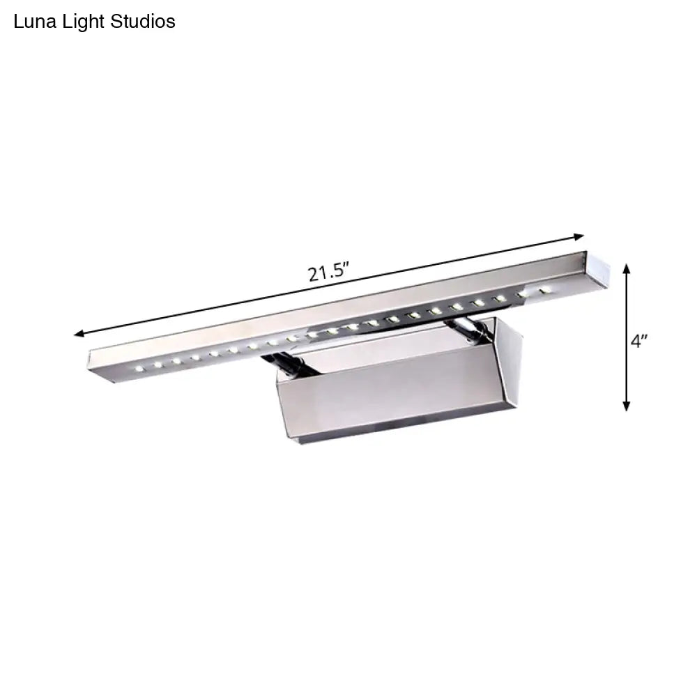 Modern Stainless Steel Wall Sconce Light - 16/19.5 Rectangular Led Vanity With Chrome Finish And