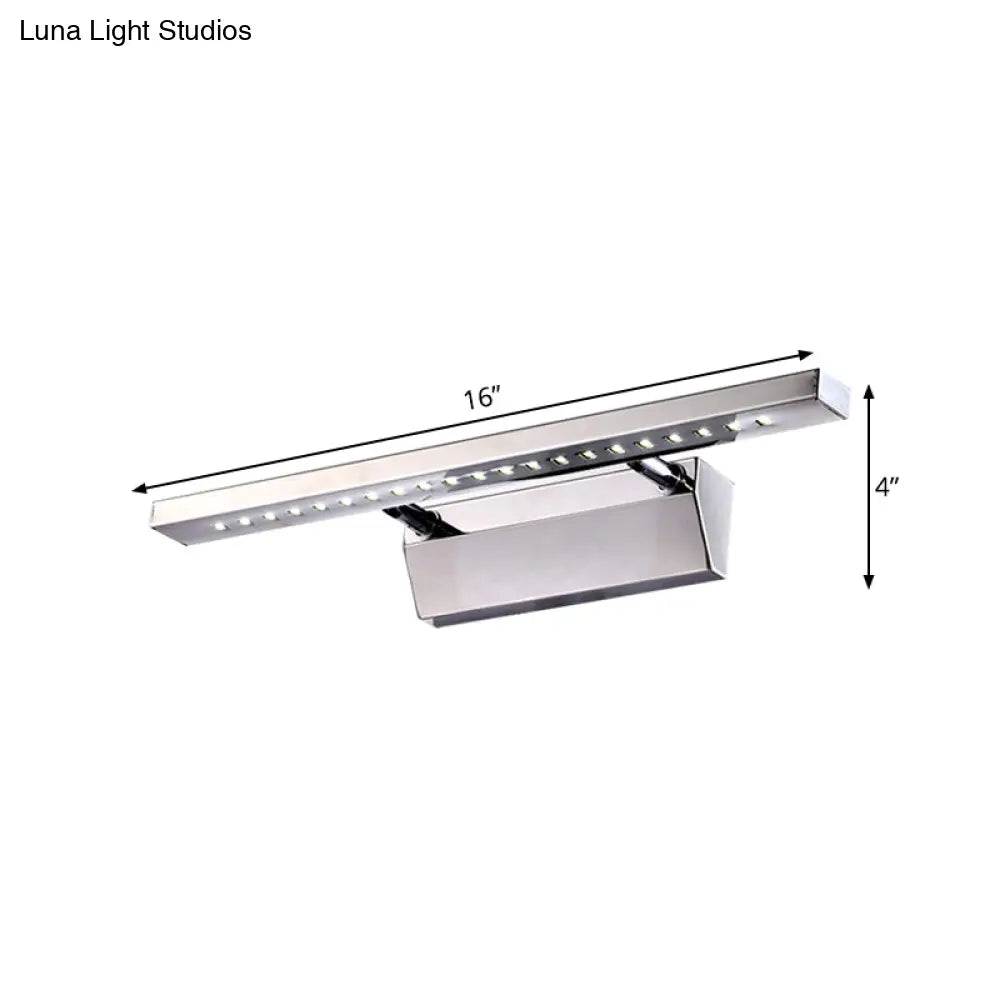Modern Stainless Steel Wall Sconce Light - 16/19.5 Rectangular Led Vanity With Chrome Finish And