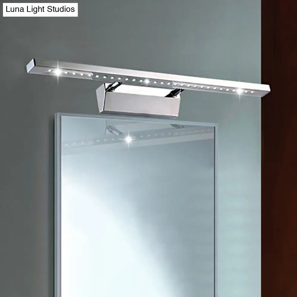 Modern Stainless Steel Wall Sconce Light - 16/19.5 Rectangular Led Vanity With Chrome Finish And