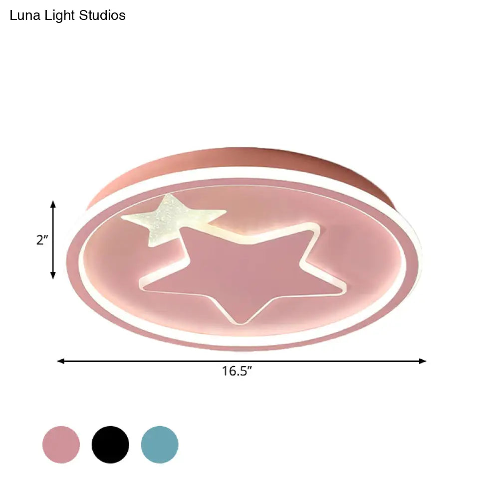 Modern Star Ceiling Light: Acrylic Led Cartoon Lamp In Black/Pink/Blue
