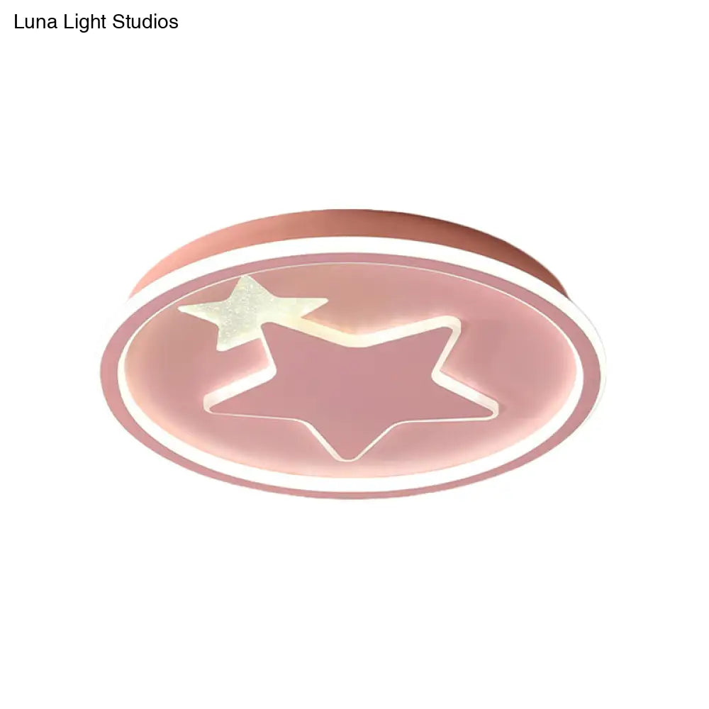 Modern Star Ceiling Light: Acrylic Led Cartoon Lamp In Black/Pink/Blue