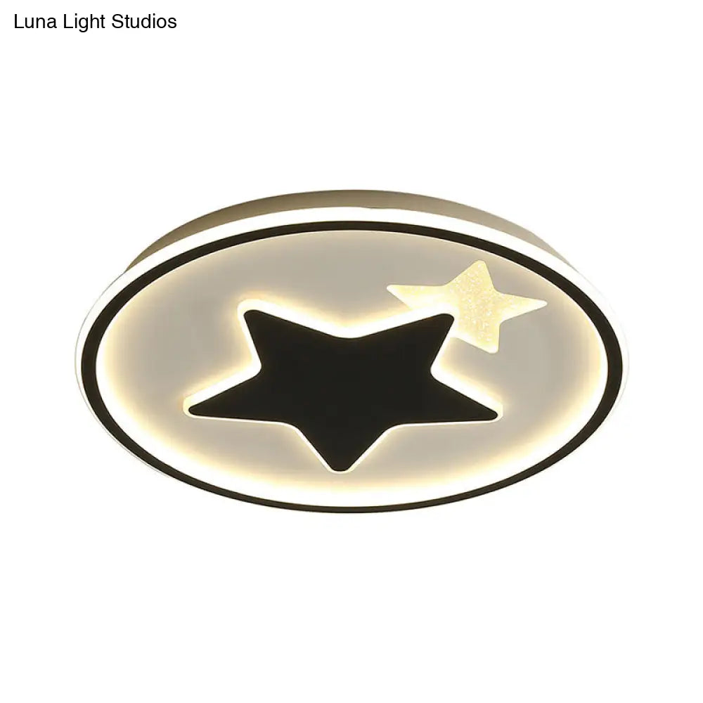 Modern Star Ceiling Light: Acrylic Led Cartoon Lamp In Black/Pink/Blue