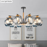 Modern Starburst Chandelier Pendant Light With Dimpled Blown Glass - 6/8/10 Lights Grey/Green