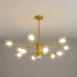 Modern Starburst Hanging Chandelier Light For Living Room - Clear Globe Glass Ceiling Pendant 12 /