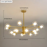Modern Starburst Hanging Chandelier Light For Living Room - Clear Globe Glass Ceiling Pendant