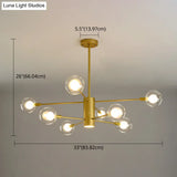 Modern Starburst Hanging Chandelier Light For Living Room - Clear Globe Glass Ceiling Pendant