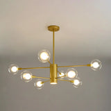 Modern Starburst Hanging Chandelier Light For Living Room - Clear Globe Glass Ceiling Pendant 8 /