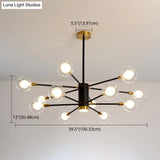 Modern Starburst Hanging Chandelier Light For Living Room - Clear Globe Glass Ceiling Pendant