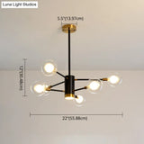 Modern Starburst Hanging Chandelier Light For Living Room - Clear Globe Glass Ceiling Pendant