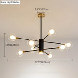 Modern Starburst Hanging Chandelier Light For Living Room - Clear Globe Glass Ceiling Pendant