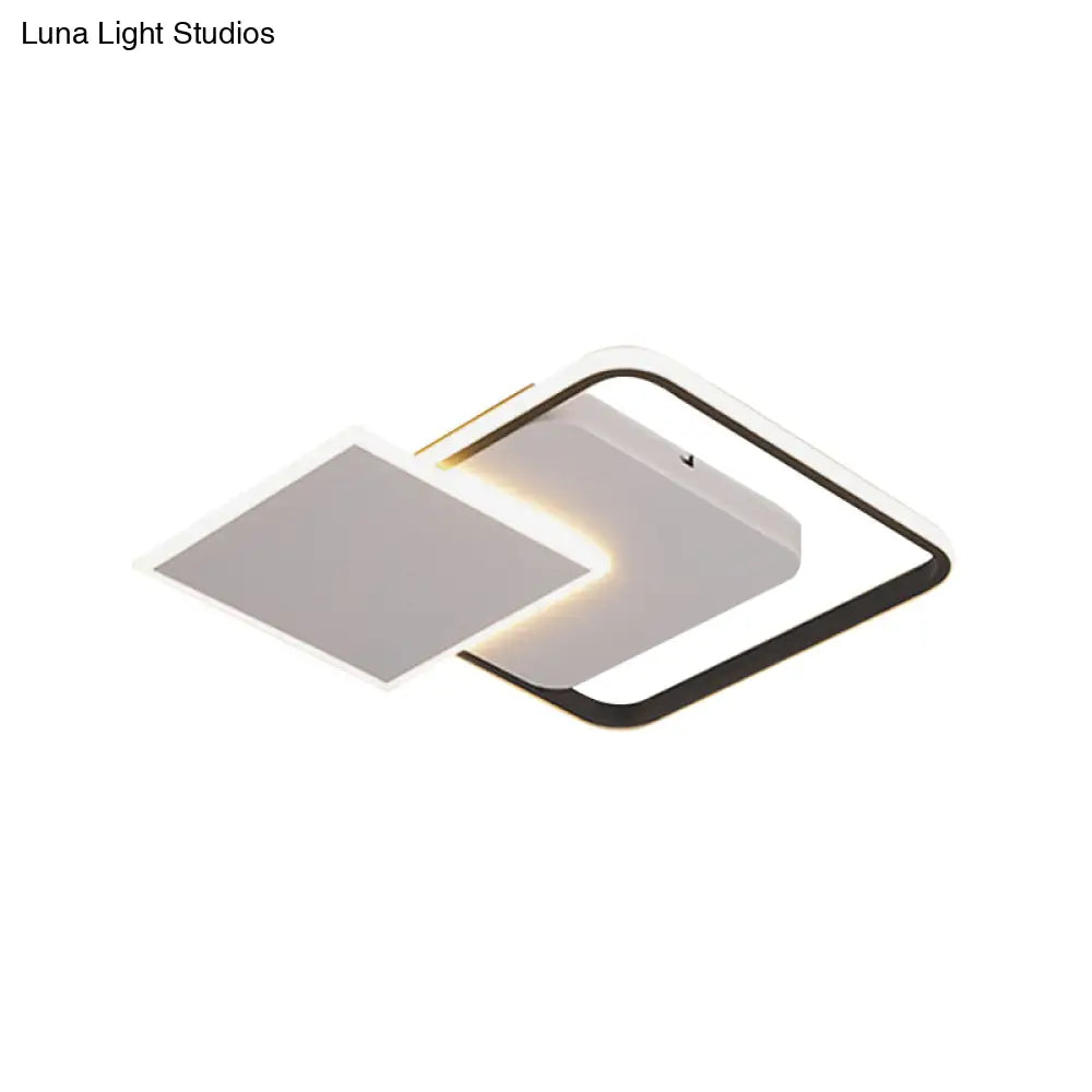 Modern Strewed Design Square Flush Led Ceiling Light For Bedroom - 18’/24.5’ Warm/White Black -