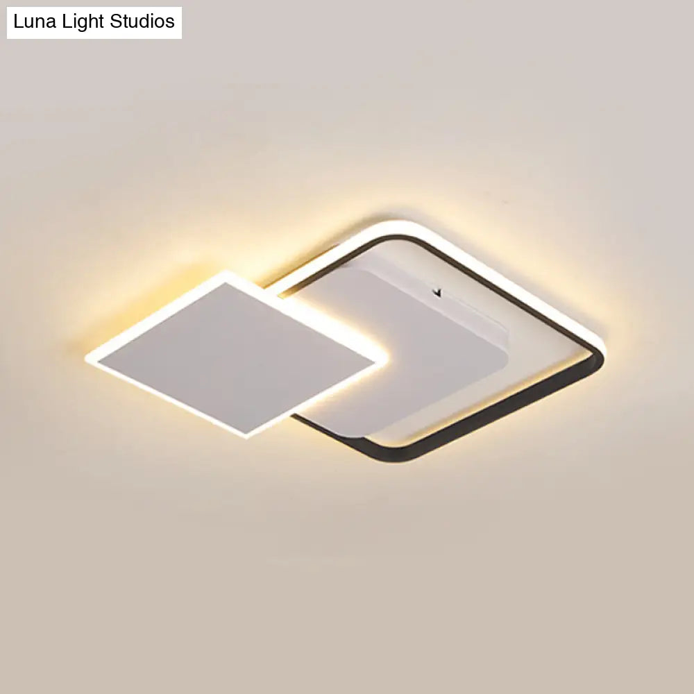 Modern Strewed Design Square Flush Led Ceiling Light For Bedroom - 18’/24.5’ Warm/White Black -