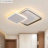 Modern Strewed Design Square Flush Led Ceiling Light For Bedroom - 18’/24.5’ Warm/White Black -