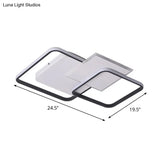 Modern Strewed Design Square Flush Led Ceiling Light For Bedroom - 18’/24.5’ Warm/White Black -