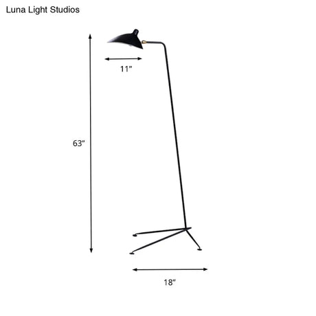 Modern Style 1/3-Light Floor Lamp With Sleek Duckbill Metal Shade - Black Finish Perfect For Living