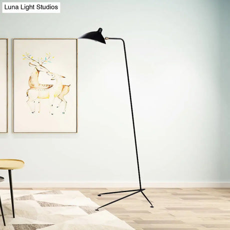 Modern Style 1/3-Light Floor Lamp With Sleek Duckbill Metal Shade - Black Finish Perfect For Living