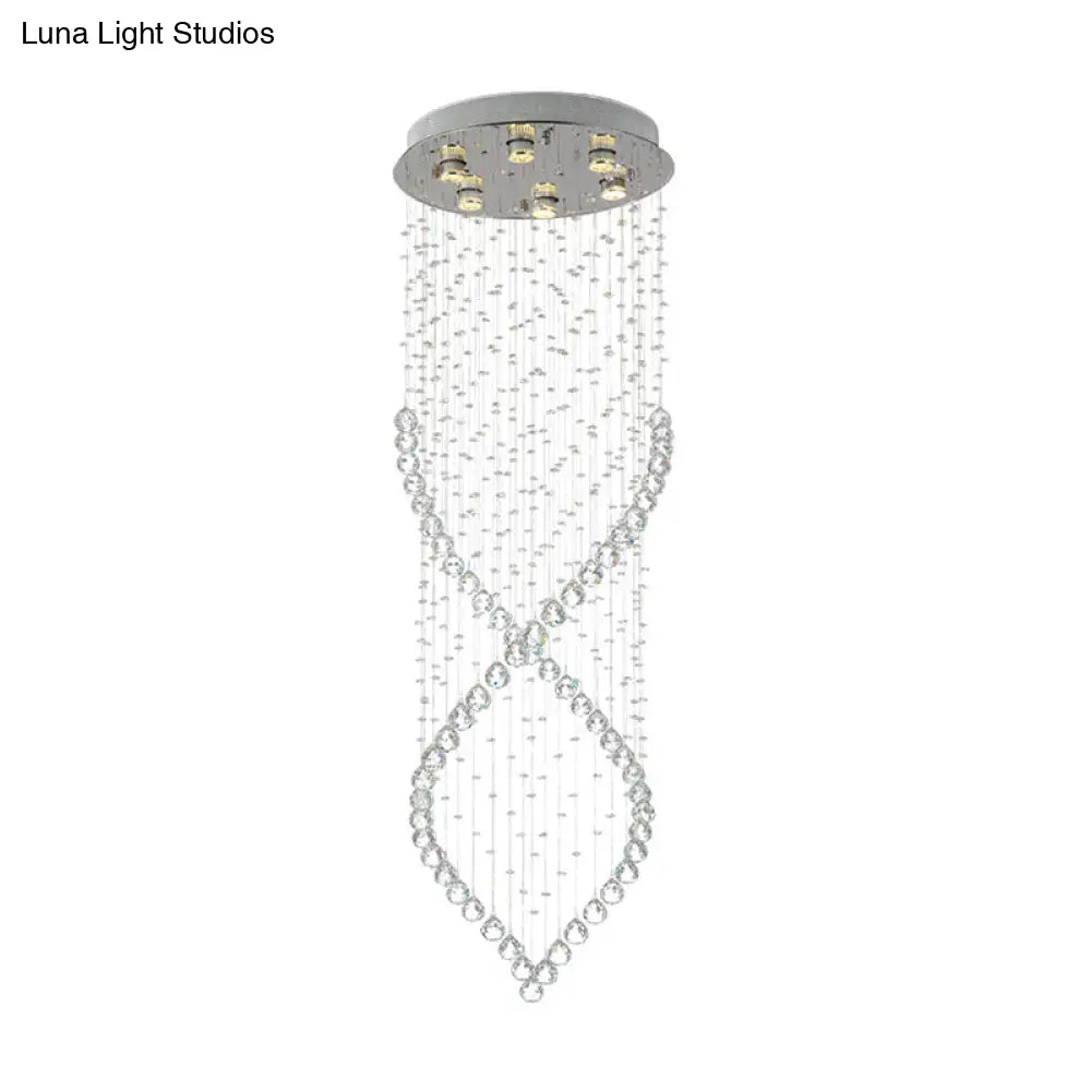Modern Style 6 - Light Nickel Flushmount Crystal Flush Ceiling Light For Corridor - Spiral Design