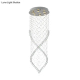 Modern Style 6 - Light Nickel Flushmount Crystal Flush Ceiling Light For Corridor - Spiral Design