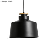 Modern Style Barn/Cylinder/Tapered Pendant Light In Black/White Finish - Adjustable Cord Hanging