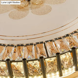 Modern Style Black Gear Ceiling Lamp With Led Faceted K9 Crystal Flush Mount Fixture - 3Rd