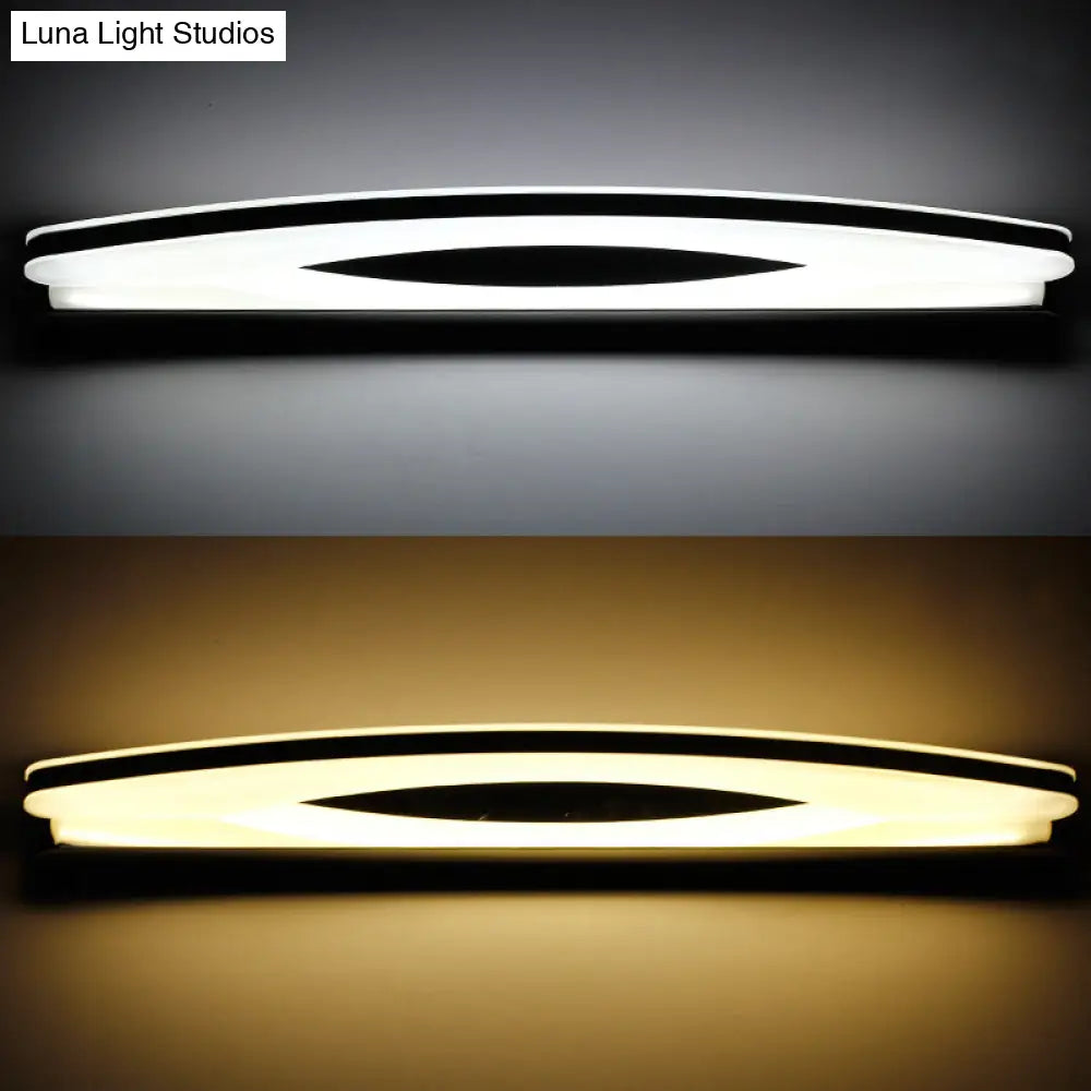 Modern Style Chrome Arc Vanity Light With Stainless Steel Led Wall Sconce And Acrylic Diffuser