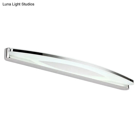 Modern Style Chrome Arc Vanity Light With Stainless Steel Led Wall Sconce And Acrylic Diffuser