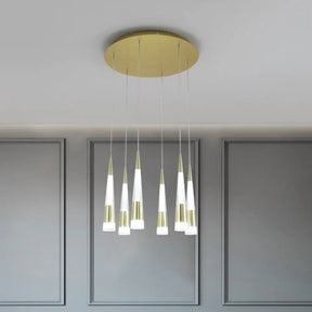 Modern Style Draping Multi-Light Adjustable Pendant With 6 Led Bulbs For Dining Room In Black/Gold